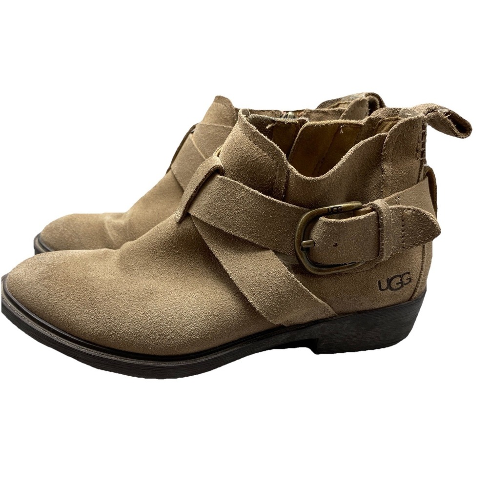 UGG‎ Australia Wymla Ankle Boot Women's 6 Brown Suede Buckle Zipper